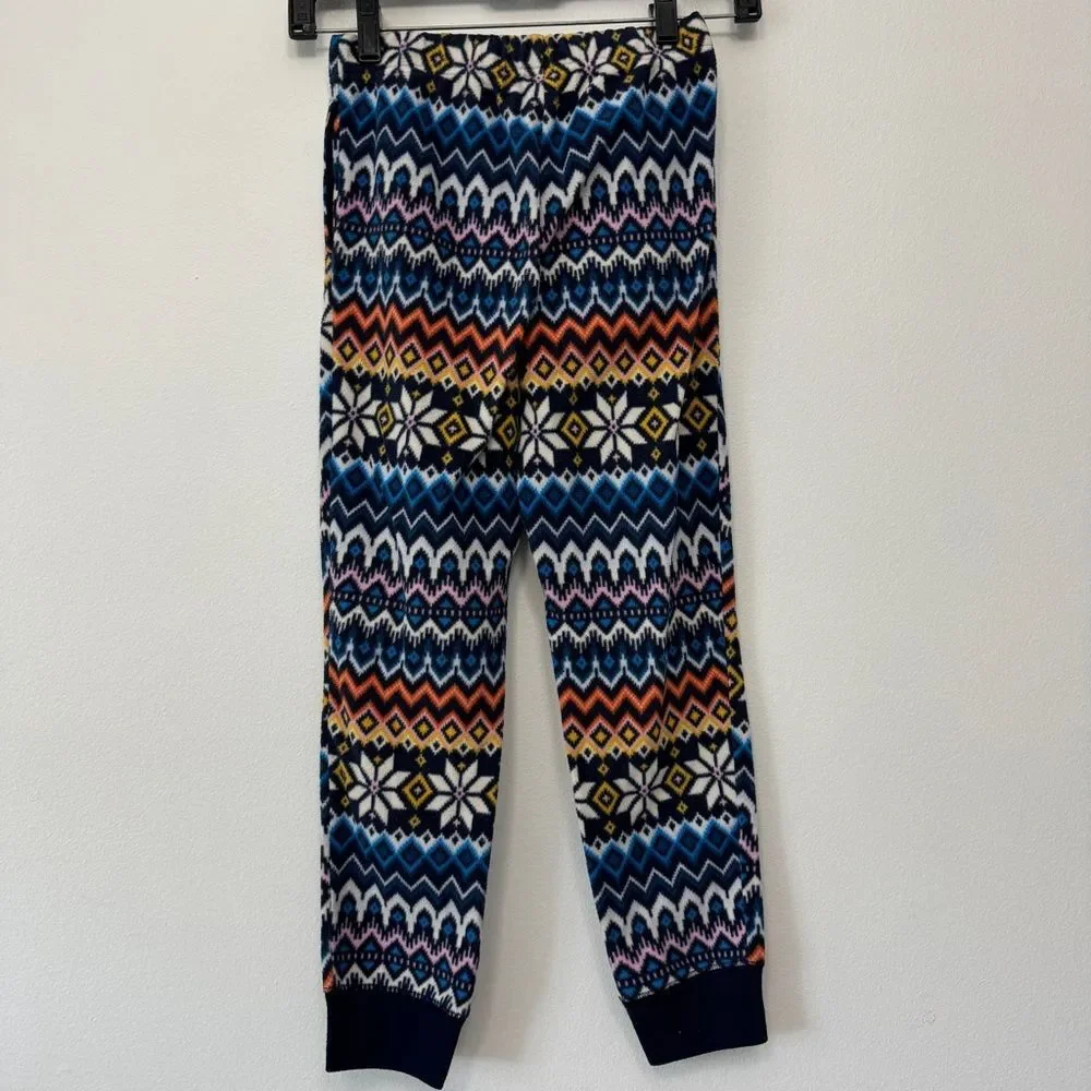 Fleece Pajama Pants White Fair Isle Lounge Girls Pants Old Navy Size 8
